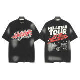 New Hellstar high-quality vintage washed loose-fit short-sleeve T-shirt for men