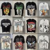 MIXED EMOTION American fashion brand Angel high street rhinestone vintage loose short-sleeve full-print unisex T-shirt