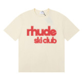25ss cross-border European and American trendy brand RHUDE character, coconut tree, and letter print American style short-sleeve T-shirt, unisex