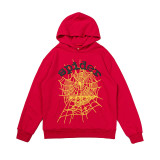 25ss high-quality Sp555der trendy high street style rhinestone embossed letter spider web hoodie for men and women