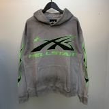 New cross-border H trendy brand retro cardigan hoodie with letter print, unisex washed and distressed sweatshirt.