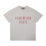 Spring/Summer New FOG ICON Double-Line Letter Print Crew Neck Pullover Short Sleeve Unisex Fleece Hoodie