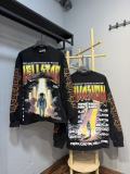 25ss Cross-Border Foreign Trade Hellstar American Style Trendy Brand High Street Washed Distressed Vintage Print Long Sleeve T-Shirt