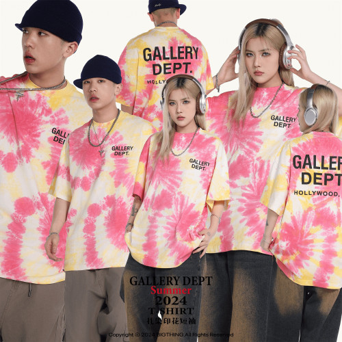 GALLERY DEPT tie-dye letter print short-sleeve American street style loose vintage casual washed T-shirt
