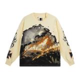 New foreign trade fashion God-speed skull rock band street style pure cotton loose long-sleeve T-shirt unisex