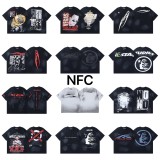 25ss Summer New Arrival Hellstar Fashionable High Street Washed Vintage Print Loose Short Sleeve T-Shirt Unisex