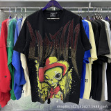 s cross-border EM American style trendy brand angel retro rhinestone logo hip-hop loose short-sleeve full-print couple's T-shirt