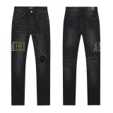 Cross-border European and American Purple Brand jeans, washed, distressed, vintage, ripped, with splatter paint, cool and stylish, Amiri American style