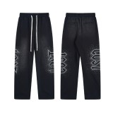 Los Angeles streetwear brand Lost Intricacy washed distressed sweatpants, rhinestone embellished zip-up hoodie set