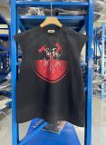 Saint Distressed Smiley Face American High Street Vintage Washed Retro Loose VTG Sleeveless T-Shirt for Men