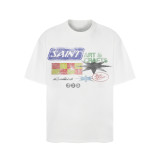 Saint Michael vintage European and American trendy heavy-duty loose-fit pure cotton couple's short-sleeve summer T-shirt for men and women