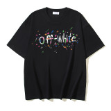 25ss European and American cross-border fashion high street OFF-WHITE high-quality printed graffiti loose short-sleeve T-shirt for men and women