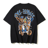 25ss high-quality OFF OW trendy high street arrow print summer short-sleeve casual loose T-shirt for men and women couples