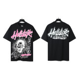 New cross-border HELL trendy high-quality vintage distressed T-shirt, loose fit printed short-sleeve T-shirt, unisex style for couples