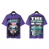 New cross-border HELL trendy high-quality vintage distressed T-shirt, loose fit printed short-sleeve T-shirt, unisex style for couples