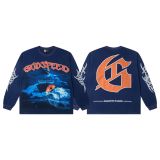 Cross-border American fashion Godspeed new American street hip-hop print retro pure cotton casual long-sleeve T-shirt