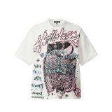 New cross-border HELL trendy high-quality vintage distressed T-shirt, loose fit printed short-sleeve T-shirt, unisex style for couples