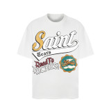 Saint Michael vintage European and American trendy heavy-duty loose-fit pure cotton couple's short-sleeve summer T-shirt for men and women