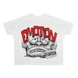 MIXED EMOTION High-Quality Fashionable High-Street Angel Rhinestone Vintage Loose-Fit Short-Sleeve Full-Print Unisex T-Shirt