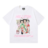 25ss Cross-Border Foreign Trade Hellstar American Trend High Street Retro Print Summer Loose Short-Sleeve T-Shirt Unisex