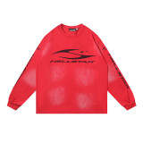25ss Cross-Border Foreign Trade Hellstar American Style Trendy Brand High Street Washed Distressed Vintage Print Long Sleeve T-Shirt