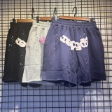 Sp555der American fashion brand high street foam letter logo shorts, summer loose-fitting knee-length shorts, unisex