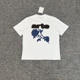 25 Summer T-Shirt New Student Top Blue Rose Print T-Shirt Unisex Casual Loose Short Sleeve