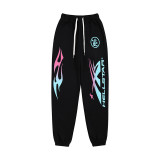 24ss American high street fashion brand HELL street heavy print terry sweatshirt casual sports hooded set for men and women