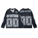25ss Cross-Border Foreign Trade MIXED EMOTION American Streetwear High Street Retro Printed Hoodie Sweatshirt Set