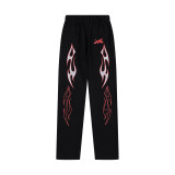 24ss American high street fashion brand HELL street heavy print terry sweatshirt casual sports hooded set for men and women