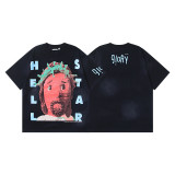 American trendy high street Hellstar men's and women's heavy washed distressed loose vintage short-sleeve T-shirt