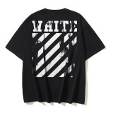 25ss European and American cross-border fashion high street OFF-WHITE high-quality printed graffiti loose short-sleeve T-shirt for men and women