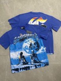 26ss cross-border foreign trade European and American trendy brand GOD high street washed distressed printed spliced vintage short-sleeve T-shirt for men and women