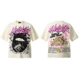 New cross-border HELL trendy high-quality vintage distressed T-shirt, loose fit printed short-sleeve T-shirt, unisex style for couples