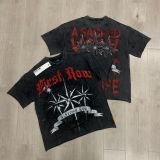 FIRST ROW LOST UTOPIA UNIVERSE CROPPED TEE white ink direct print short-sleeve T-shirt for men
