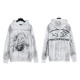 25ss high-quality Hellstar trendy high street washed distressed loose hoodie sweatshirt and pants unisex set