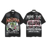 NFC Chip Hell Star HEEL Washed Vintage American Style Printed Short Sleeve T-Shirt