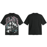 25ss cross-border American streetwear brand HELLSTAR full-print vintage hip-hop loose casual short-sleeve T-shirt for men and women