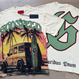 Cross-border foreign trade skull rock band vintage washed short-sleeve T-shirt, casual loose fit, unisex couple's base shirt, trendy