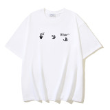 25ss European and American cross-border fashion high street OFF-WHITE high-quality printed graffiti loose short-sleeve T-shirt for men and women