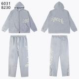 25ss Fall/Winter New GOD Fashion High Street Retro Simple Letter Casual Cardigan Hooded Sweatshirt Unisex Set
