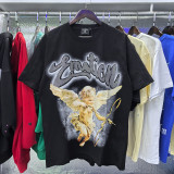 MIXED EMOTION American fashion brand Angel high street rhinestone vintage loose short-sleeve full-print unisex T-shirt