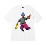 6STU New T-Shirt for Men and Women, Short Sleeve T-Shirt with Cow Print, Loose Fit, 230g, Summer Tee