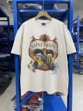 High-quality SAINT MICHAEL ICON washed vintage short-sleeve trendy retro print couple's T-shirt for men and women