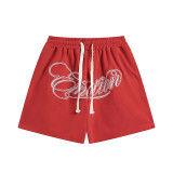 25ss Summer MIXED EMOTION trendy street style waffle embroidered rhinestone casual shorts unisex set