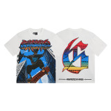 25ss Summer New Godspeed American Style Trendy Rock Street Hip-Hop Vintage Washed Printed Short Sleeve