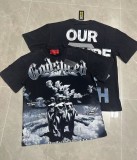 26ss cross-border foreign trade European and American trendy brand GOD high street washed distressed printed spliced vintage short-sleeve T-shirt for men and women