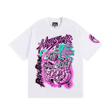 25ss cross-border European and American trendy brand hell hip-hop printed letter high street casual loose pure cotton short-sleeve unisex shirt