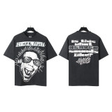New cross-border HELL trendy high-quality vintage distressed T-shirt, loose fit printed short-sleeve T-shirt, unisex style for couples