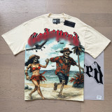 26ss Cross-Border Foreign Trade GOD American Trend High Street Vintage Washed Distressed Skull Unisex Loose Fit Printed Short Sleeve T-Shirt